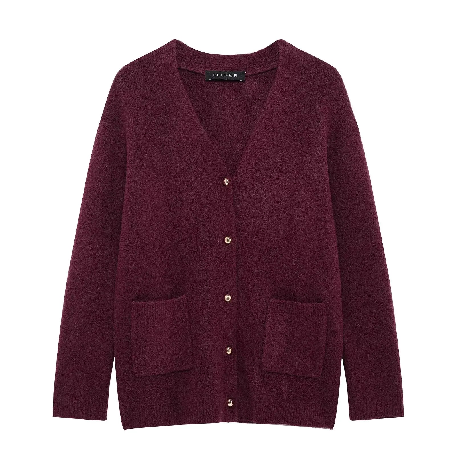 Wine red ISOLVIA™ V-neck cardigan