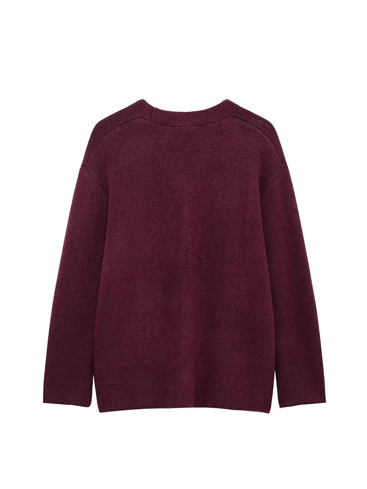 Wine red ISOLVIA™ V-neck cardigan