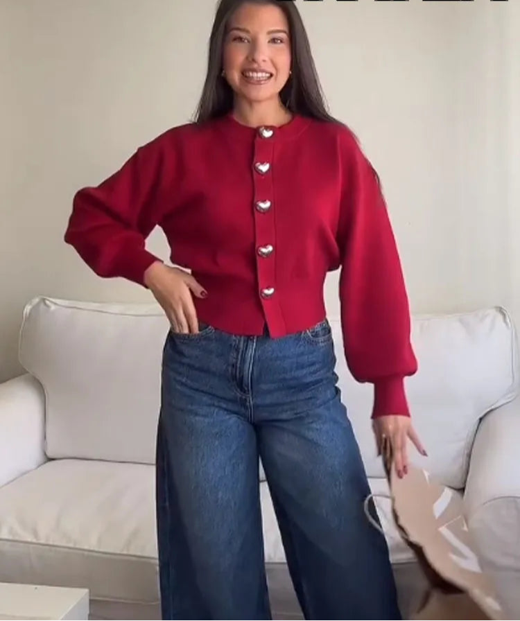 ISOLVIA™ Casual Red Cardigan