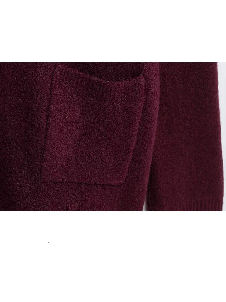 Wine red ISOLVIA™ V-neck cardigan