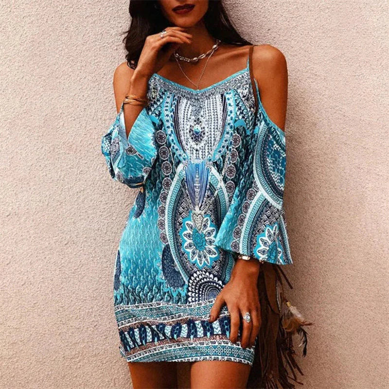 MAURELLE™ Strapless Off-the-Shoulder Printed Dress - ARLUVI