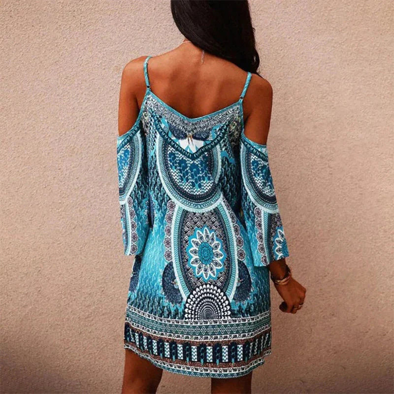 MAURELLE™ Strapless Off-the-Shoulder Printed Dress - ARLUVI
