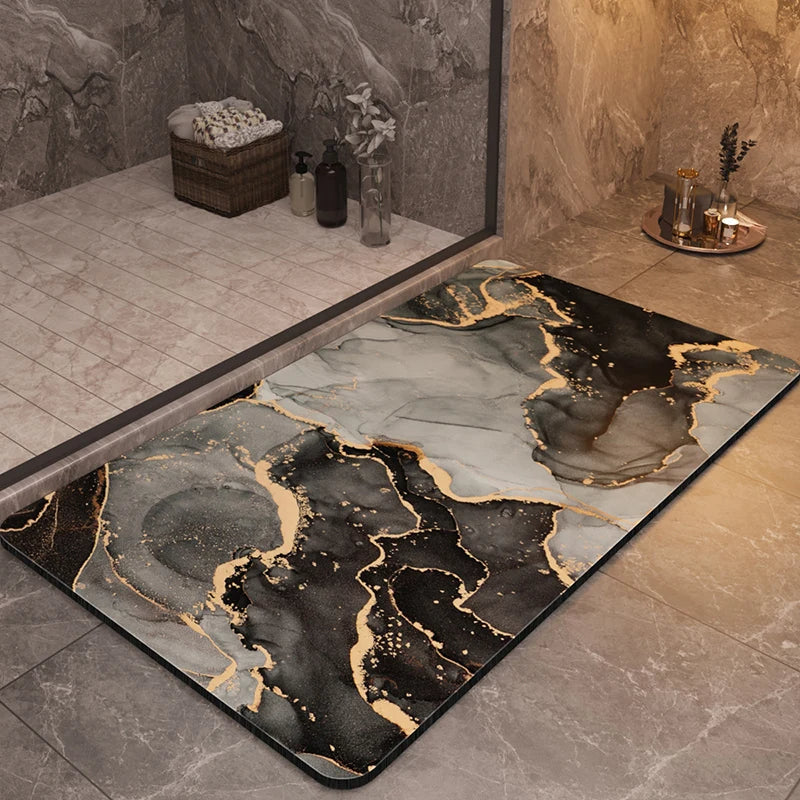 Marble-Style Bathroom Rug - ARLUVI