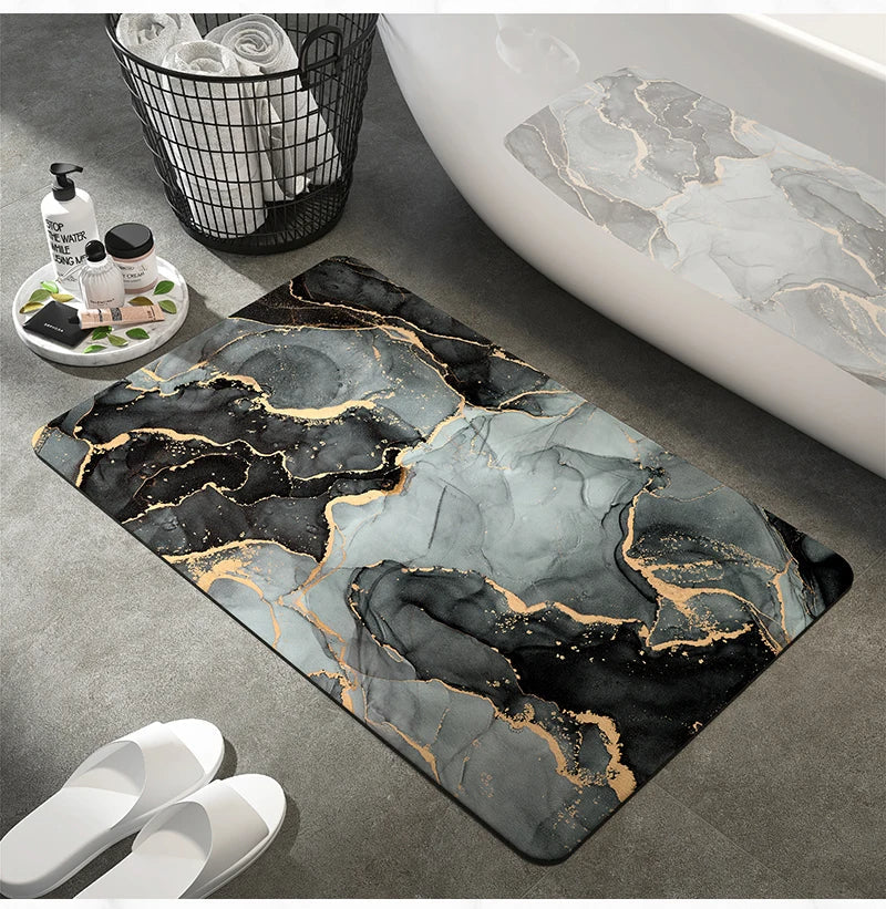 Marble-Style Bathroom Rug - ARLUVI