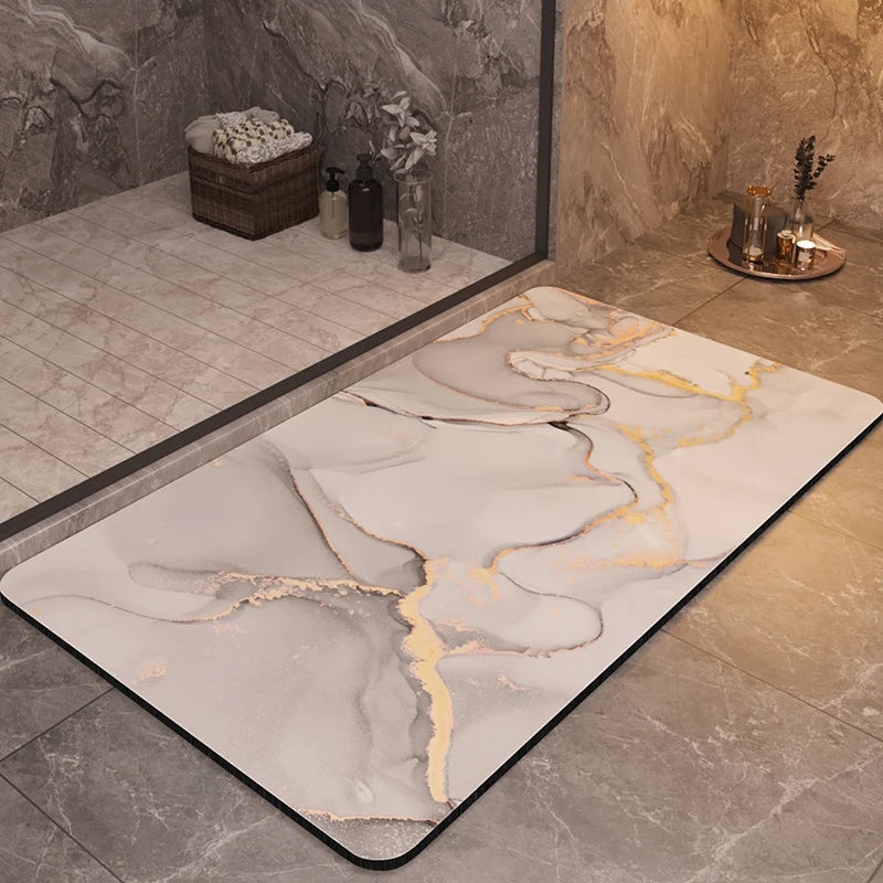 Marble-Style Bathroom Rug - ARLUVI