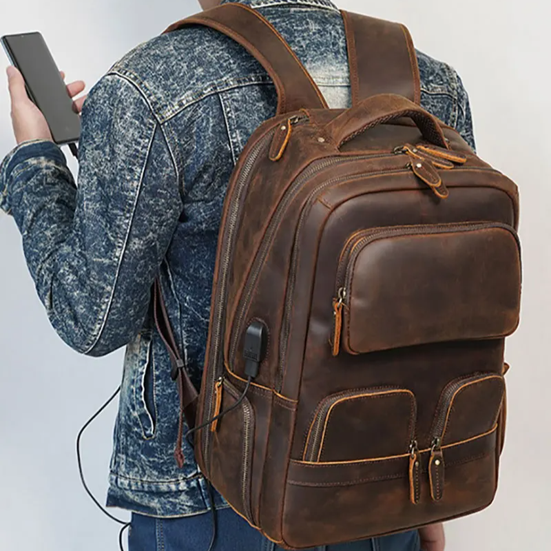 FLAVOR™ Genuine Leather 17" Laptop Backpack - ARLUVI