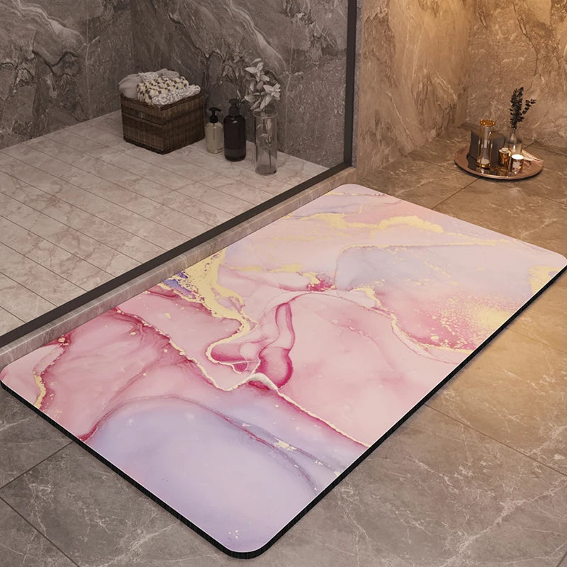 Marble-Style Bathroom Rug - ARLUVI
