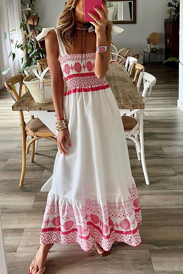 MIRAVYN™ Square Neck Spaghetti Strap Dress with Tie - ARLUVI