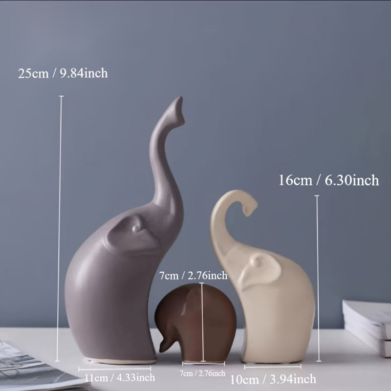 Ceramic Elephant Figurine Trio - ARLUVI