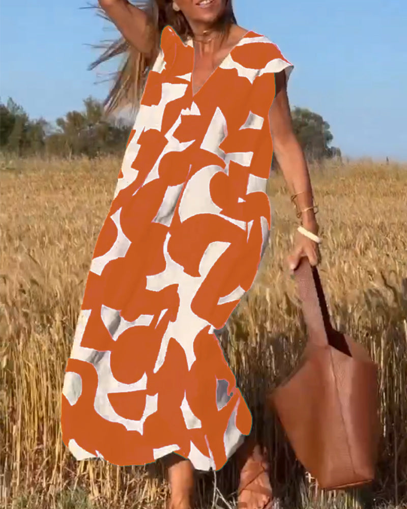TREVALYN™ Printed V-Neck Dress - ARLUVI