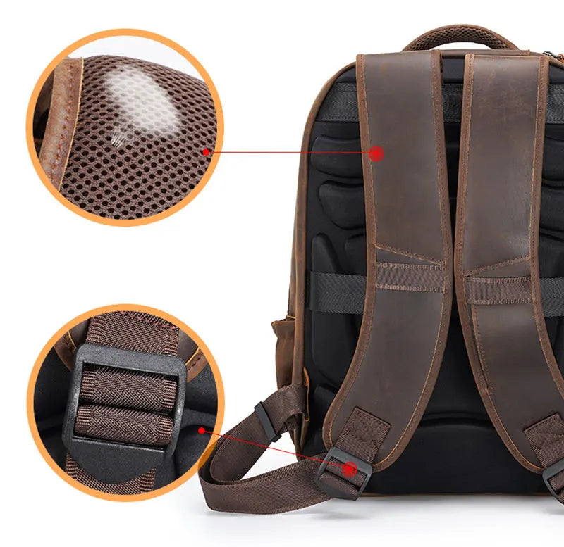 FLAVOR™ Genuine Leather 17" Laptop Backpack - ARLUVI