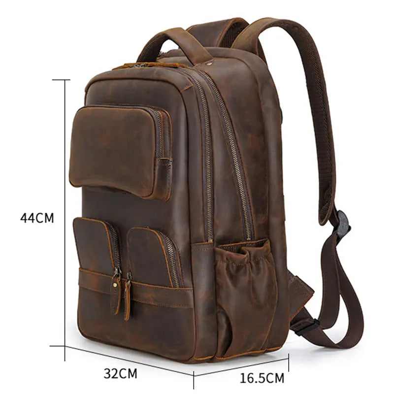 FLAVOR™ Genuine Leather 17" Laptop Backpack - ARLUVI