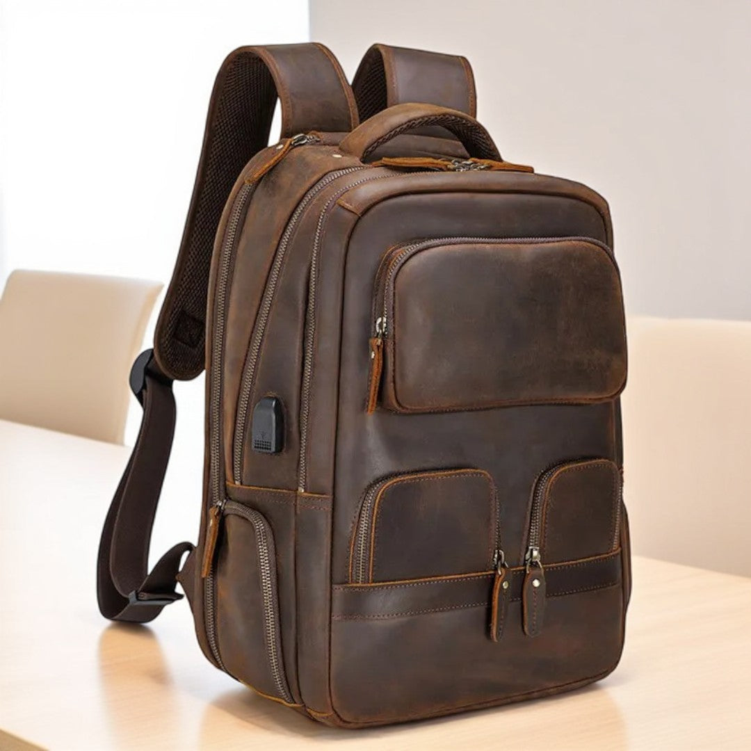 FLAVOR™ Genuine Leather 17" Laptop Backpack - ARLUVI