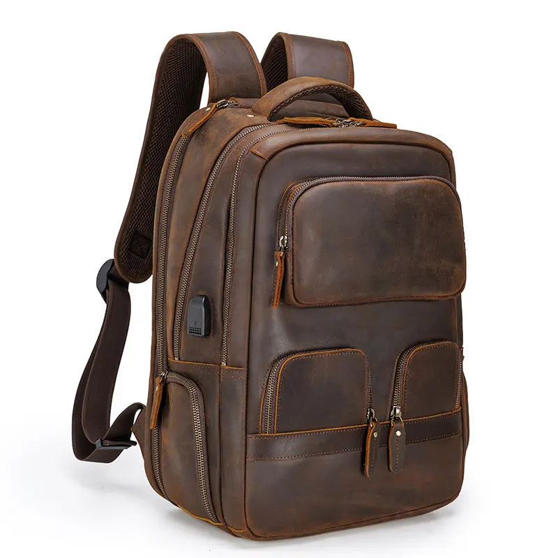 FLAVOR™ Genuine Leather 17" Laptop Backpack - ARLUVI