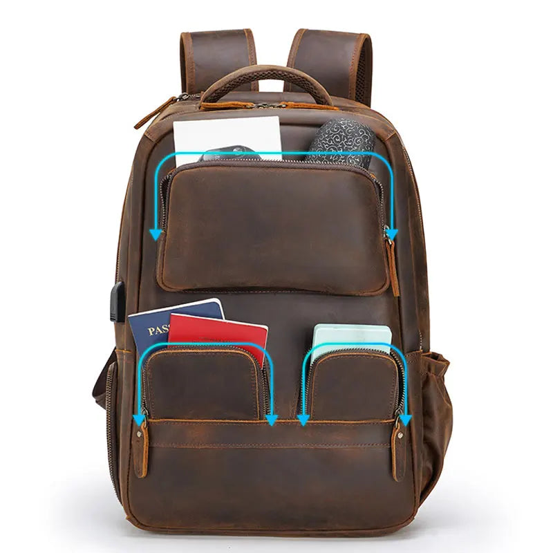 FLAVOR™ Genuine Leather 17" Laptop Backpack - ARLUVI