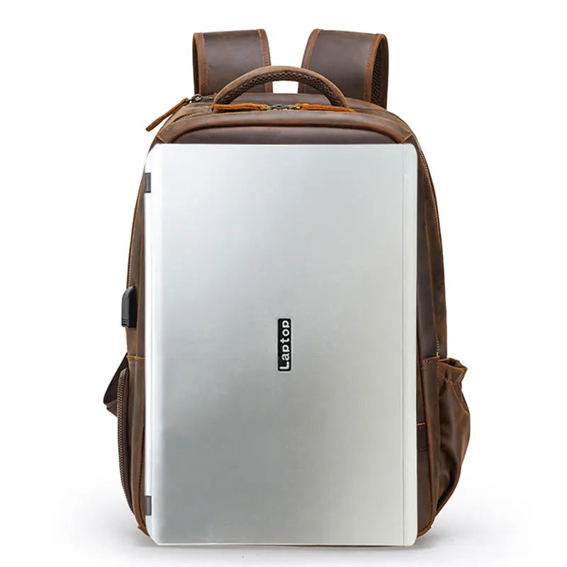 FLAVOR™ Genuine Leather 17" Laptop Backpack - ARLUVI