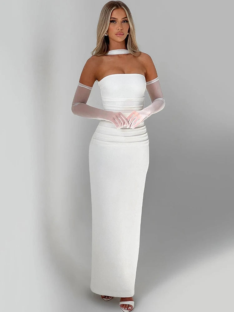 Orlina Night™ Long Strapless Scarf Neck Mozision - ARLUVI