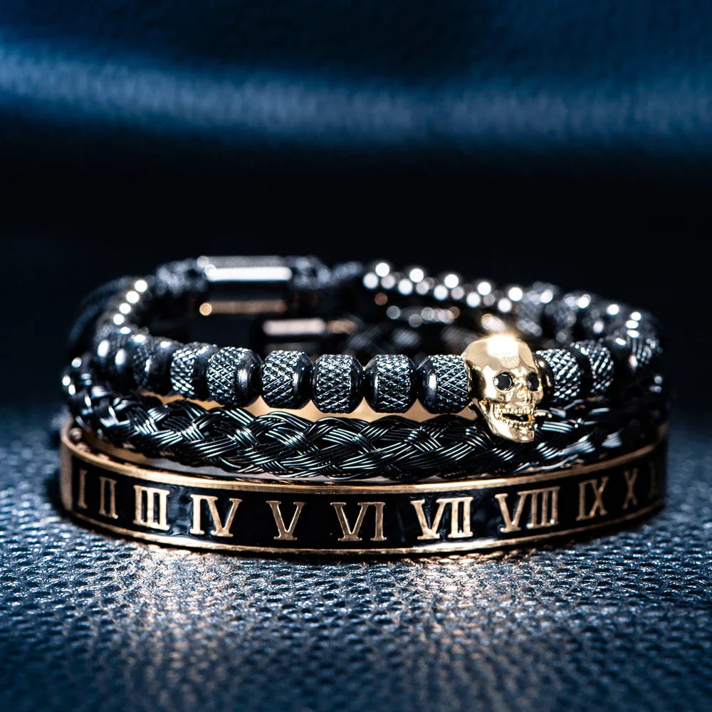 Bracelet Kit - Skull - JORNAVEL™ Stainless Steel (3 pieces) - ARLUVI