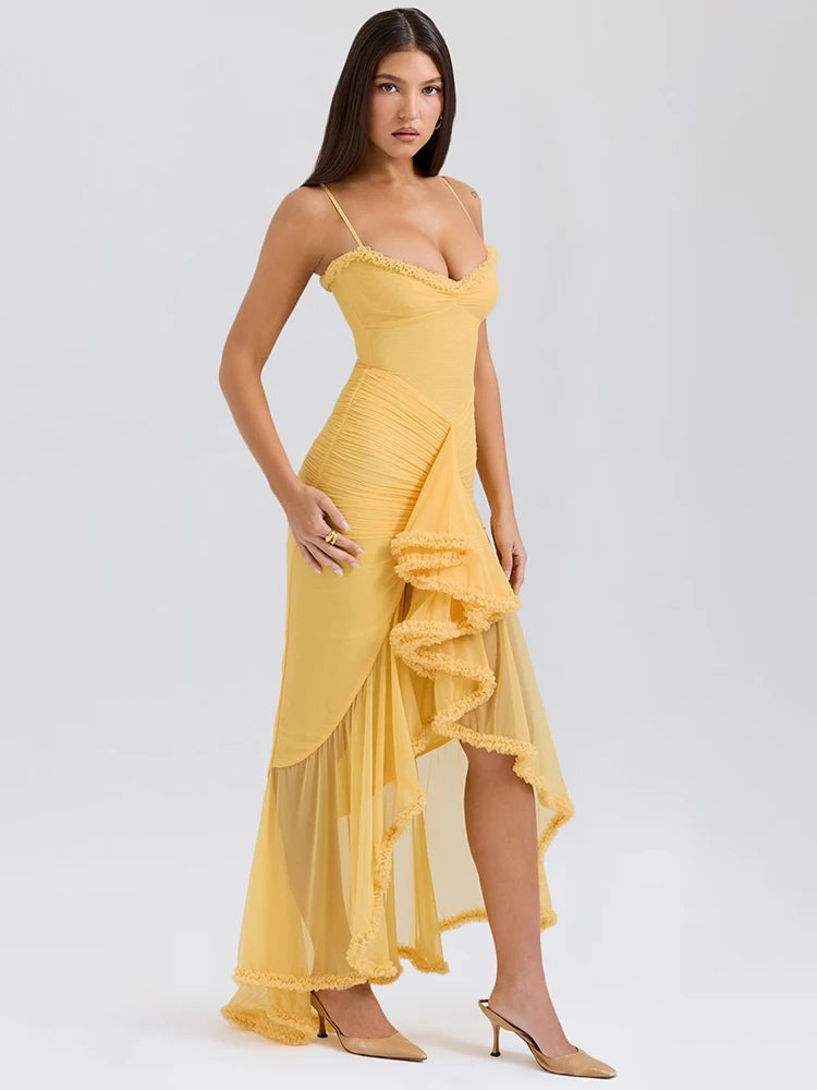 Elindra Night™ Draped Ruffle Maxi Dress - ARLUVI