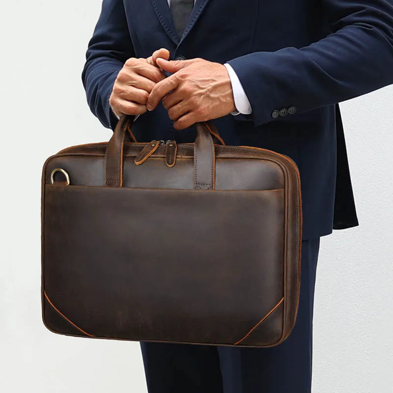 VALCORT™ Men's Genuine Leather Executive Briefcase - ARLUVI
