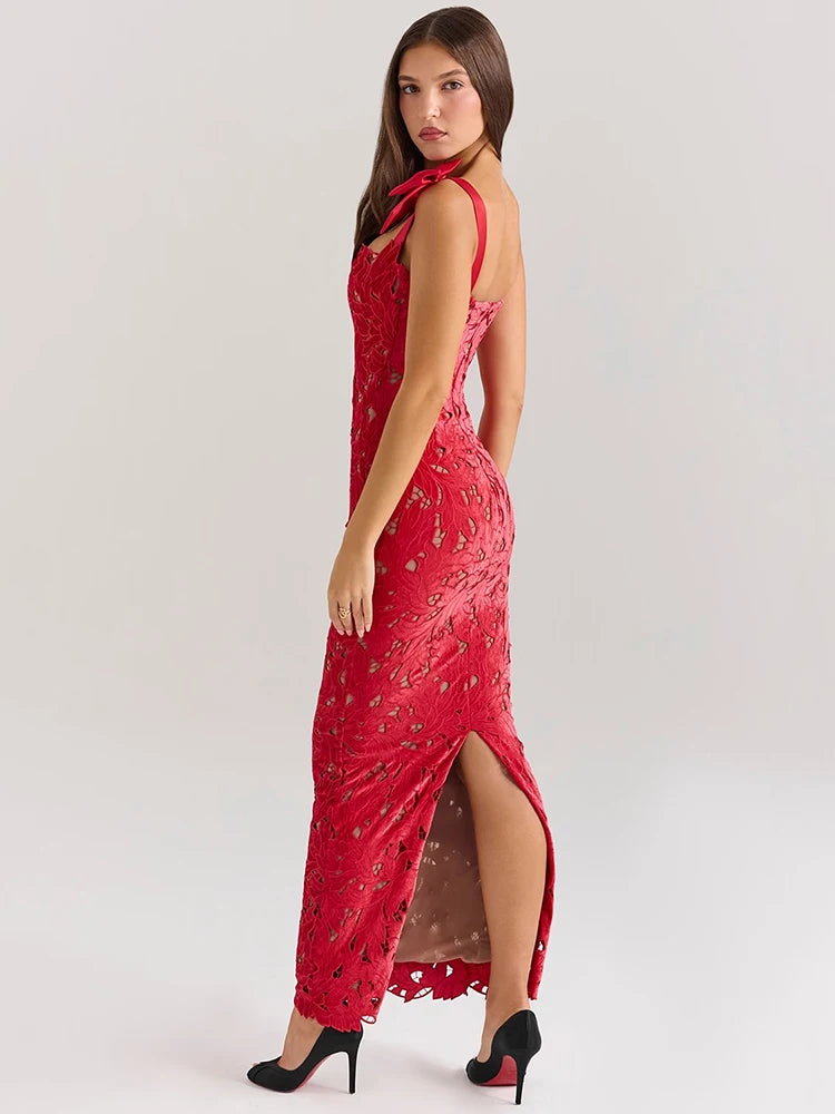 Lyssara Belle™ Long Dress with Lace Bows - ARLUVI