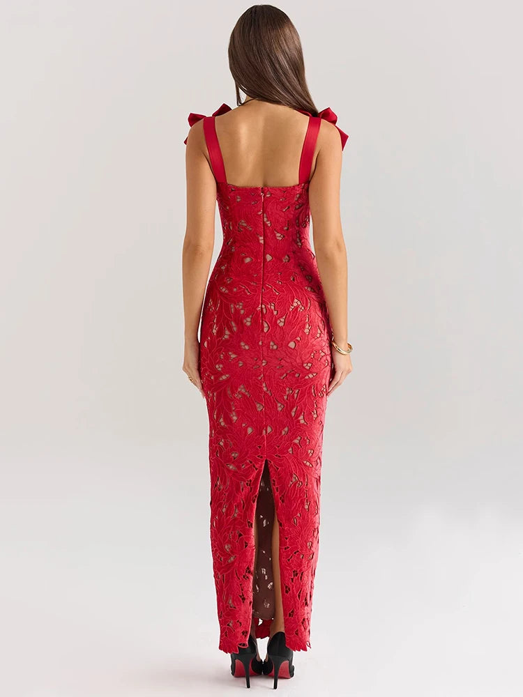 Lyssara Belle™ Long Dress with Lace Bows - ARLUVI