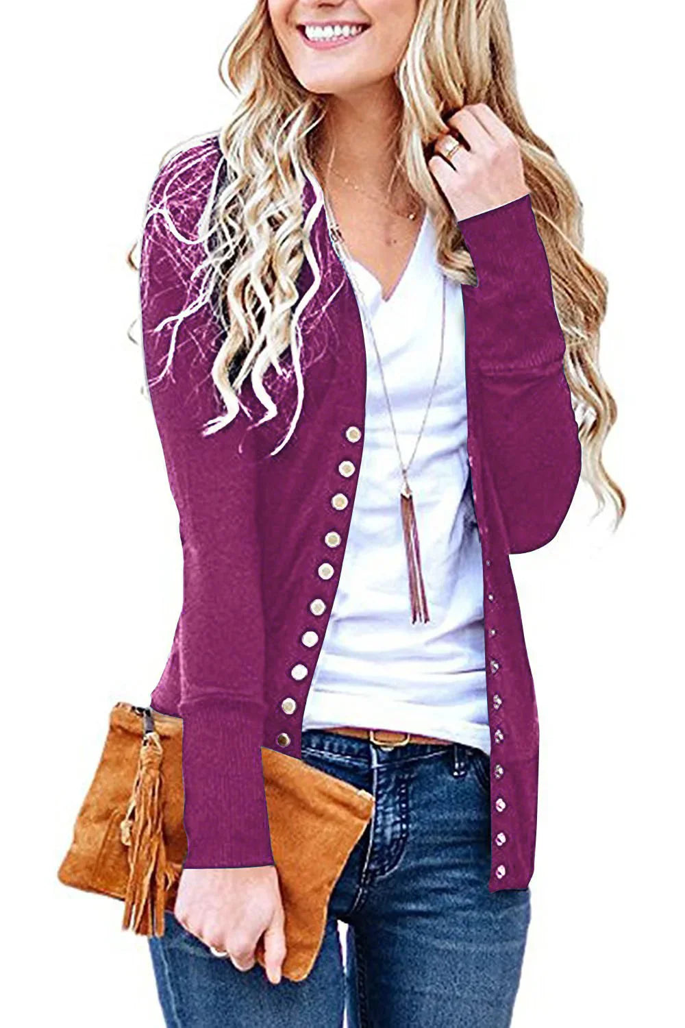 OREVINA™ V-Neck Cardigan - ARLUVI