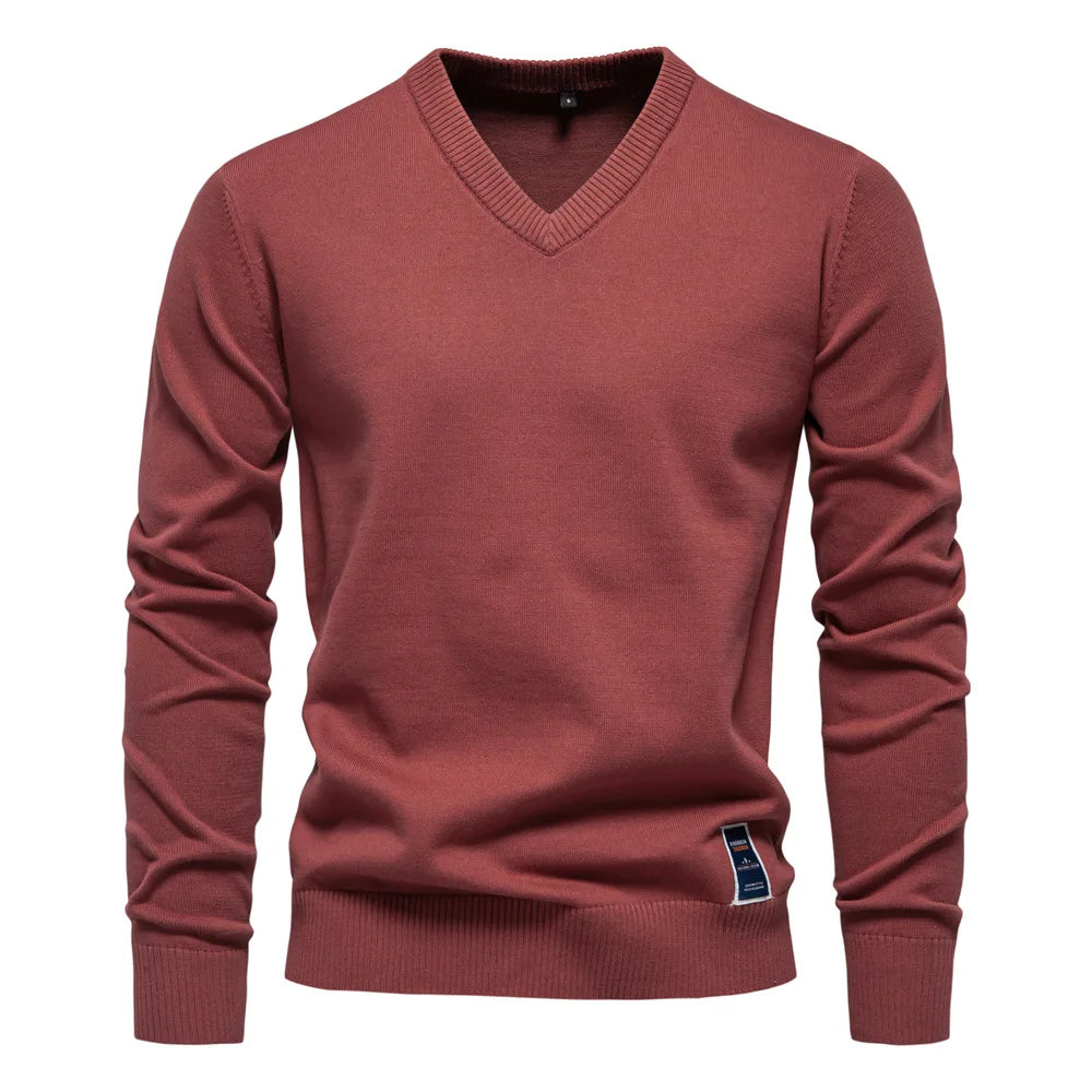 TREVORIN™ Cotton V-Neck Sweater - ARLUVI