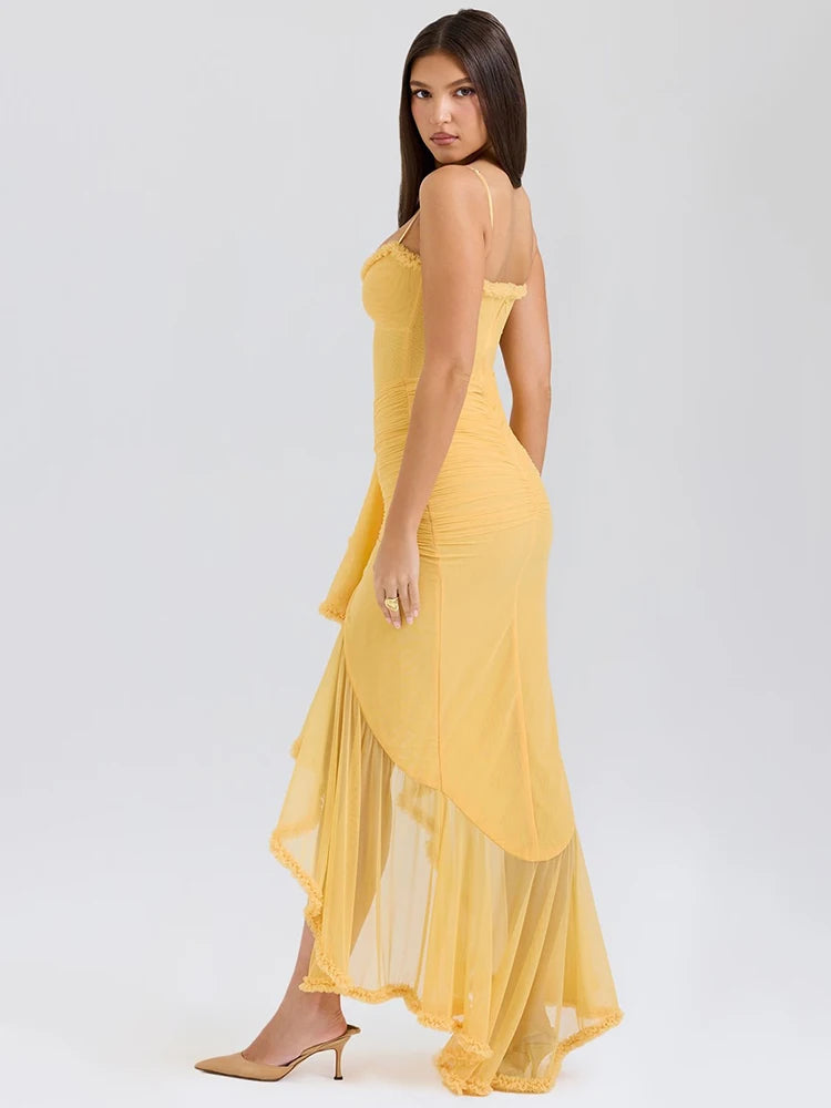 Elindra Night™ Draped Ruffle Maxi Dress - ARLUVI