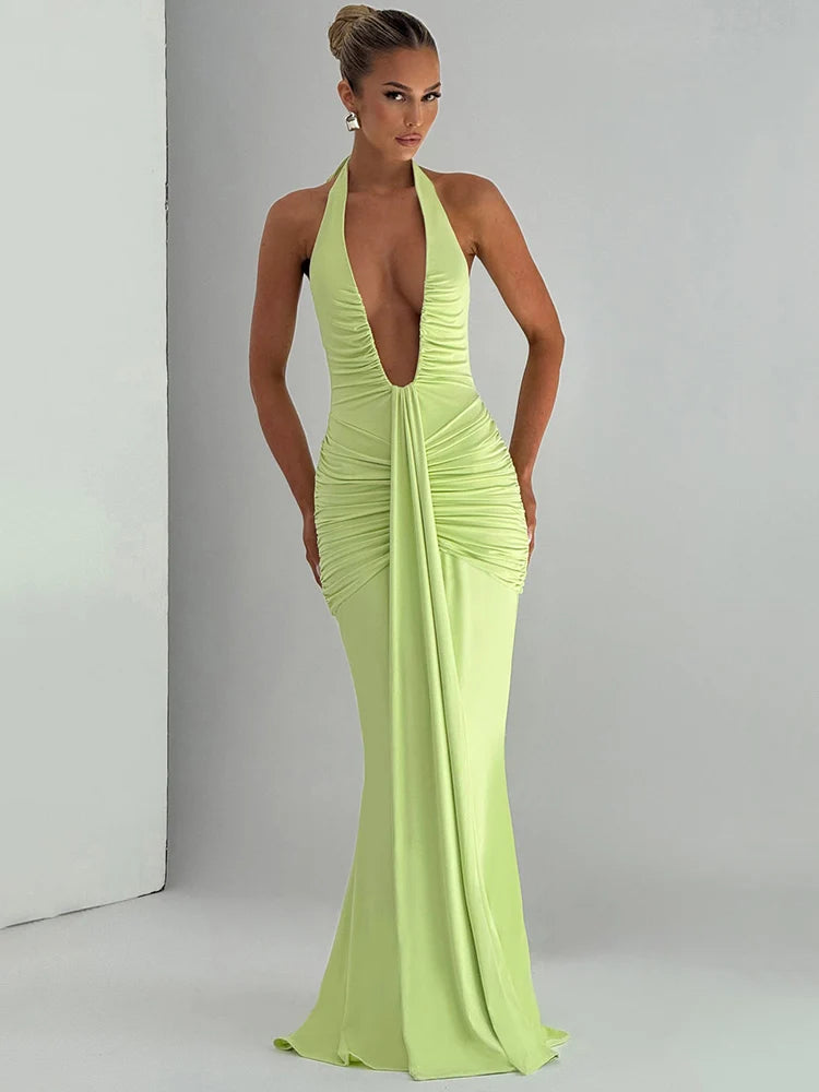 Kalyra Form™ Deep V-Neck Sleeveless Dress - ARLUVI