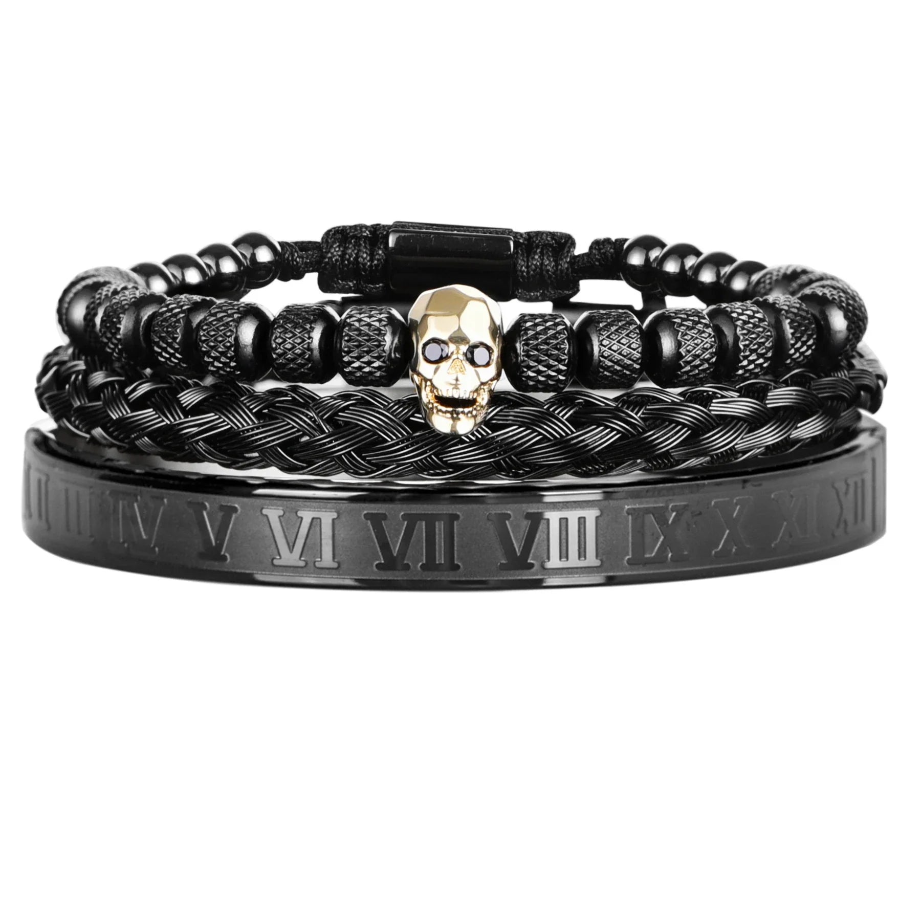 Bracelet Kit - Skull - JORNAVEL™ Stainless Steel (3 pieces) - ARLUVI