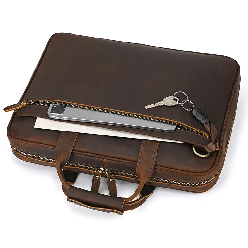 VALCORT™ Men's Genuine Leather Executive Briefcase - ARLUVI