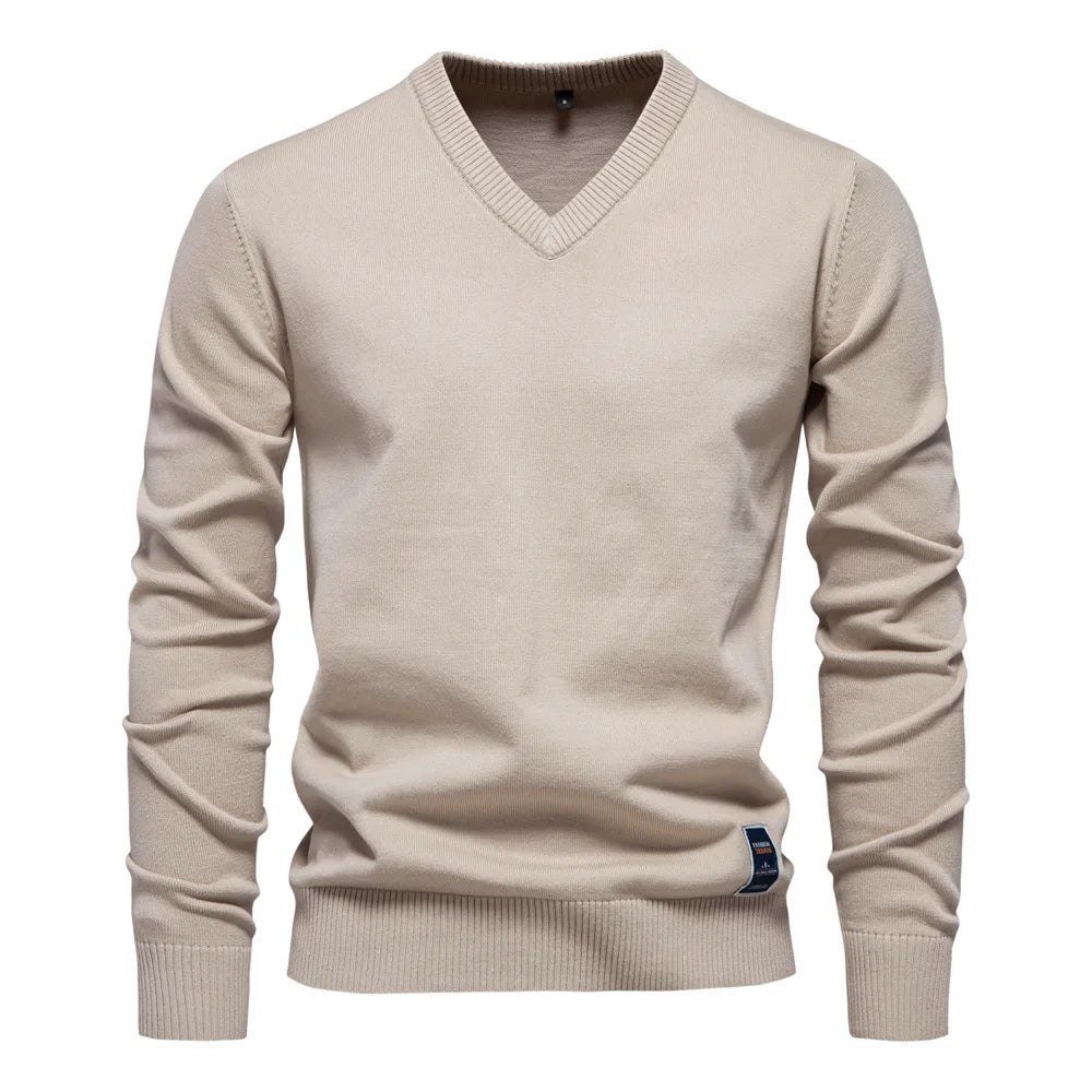 TREVORIN™ Cotton V-Neck Sweater - ARLUVI