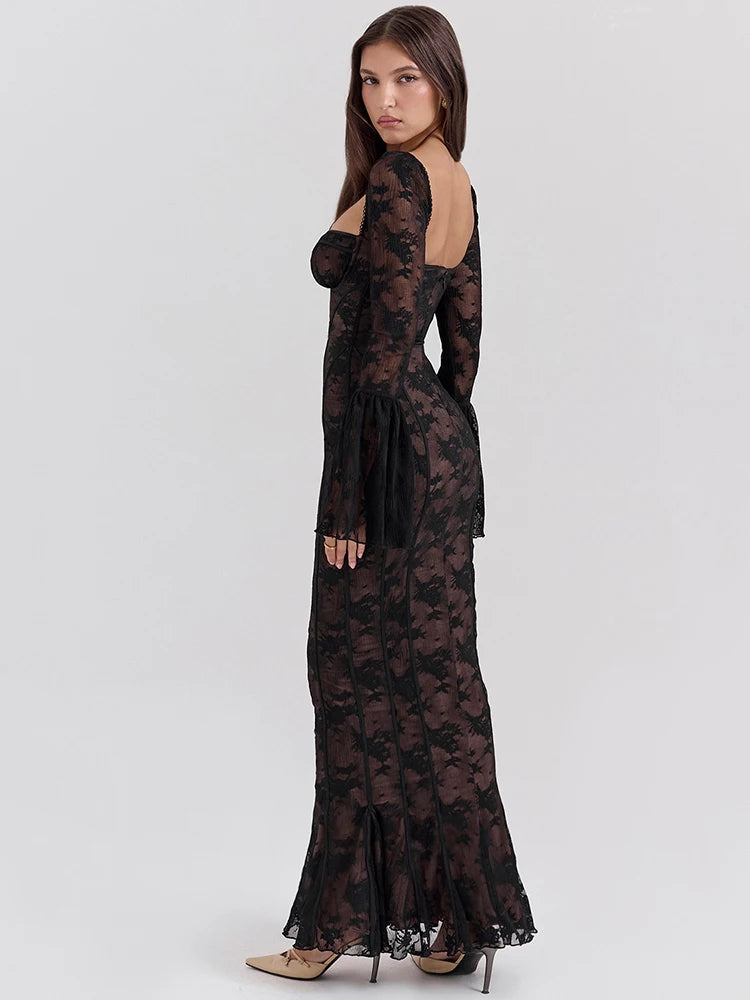 Bodycon Dress with Lace Print - ARLUVI