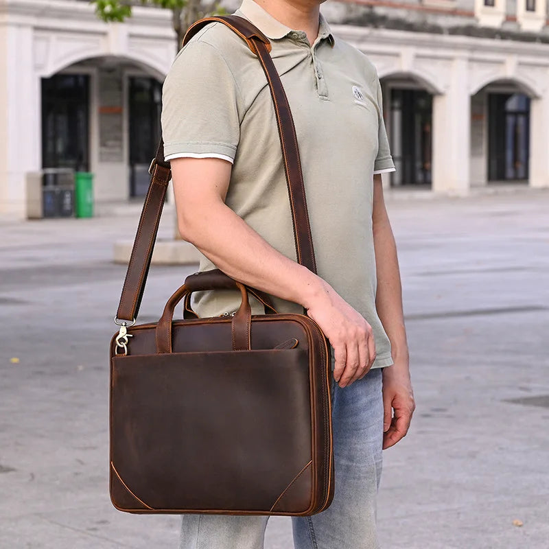 VALCORT™ Men's Genuine Leather Executive Briefcase - ARLUVI
