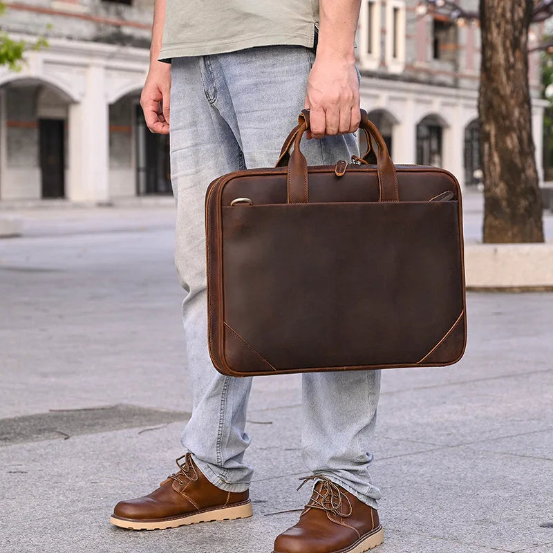 VALCORT™ Men's Genuine Leather Executive Briefcase - ARLUVI