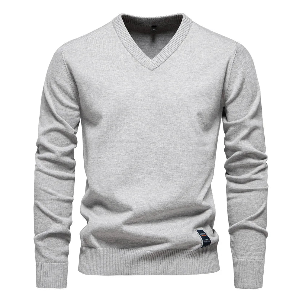 TREVORIN™ Cotton V-Neck Sweater - ARLUVI