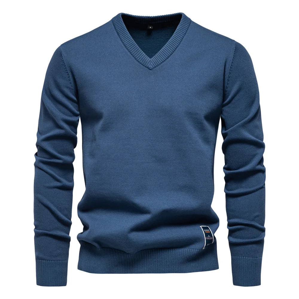 TREVORIN™ Cotton V-Neck Sweater - ARLUVI