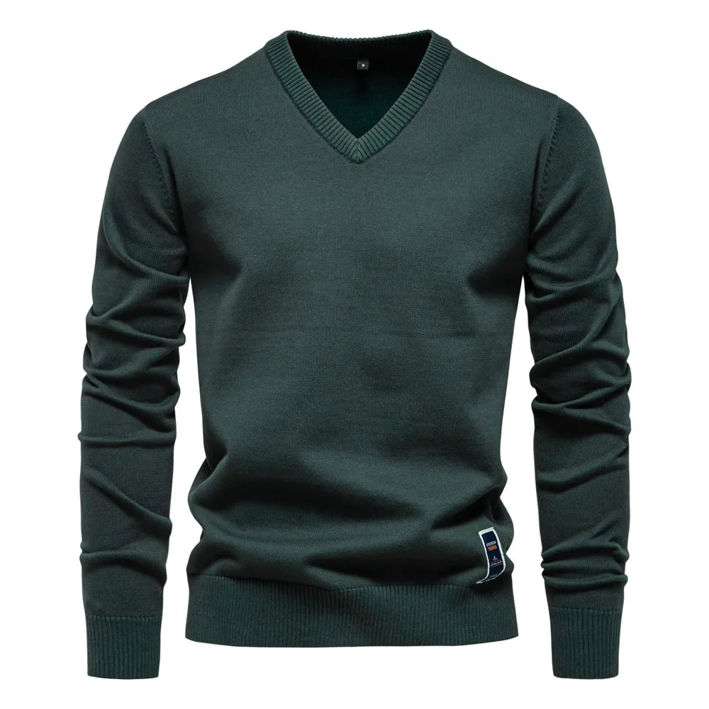 TREVORIN™ Cotton V-Neck Sweater - ARLUVI