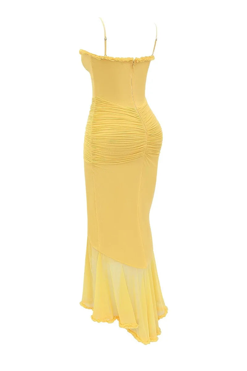 Elindra Night™ Draped Ruffle Maxi Dress - ARLUVI