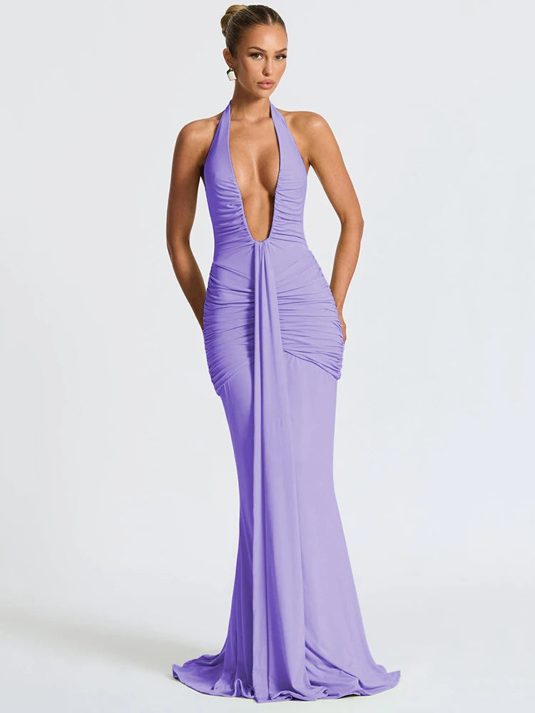 Kalyra Form™ Deep V-Neck Sleeveless Dress - ARLUVI
