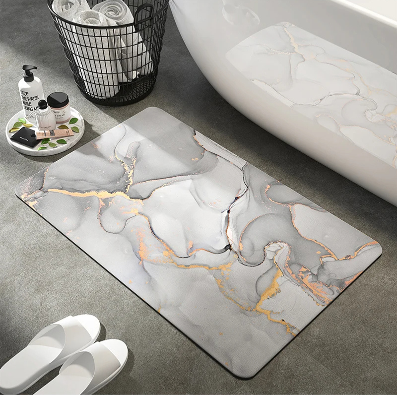 Marble-Style Bathroom Rug - ARLUVI