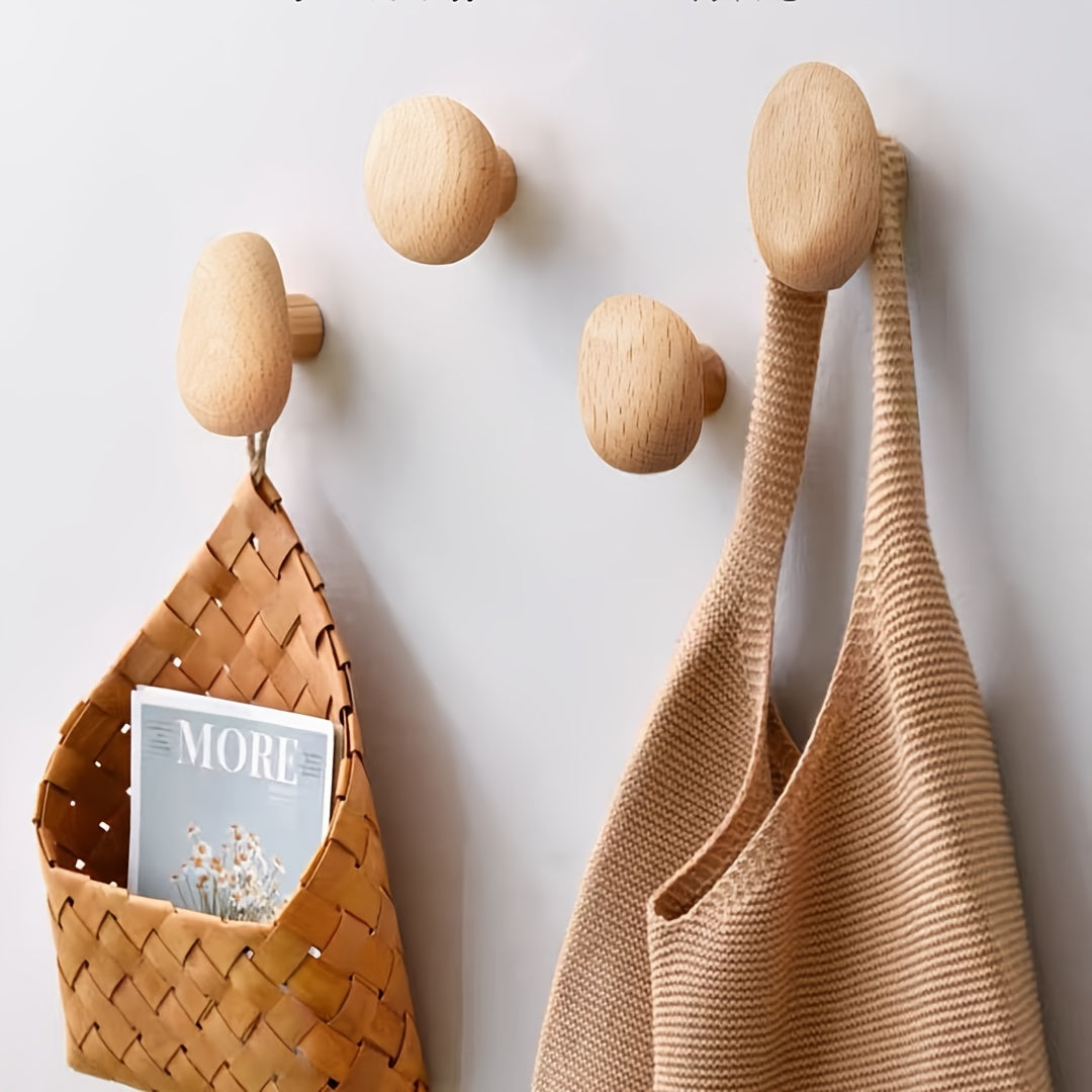 Wooden Pebble Hooks (Set) - ARLUVI
